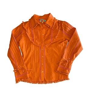 Rosalita Mcgee tangerine Embellished Dream blouse RARE